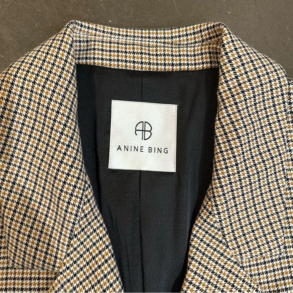 Anine Bing Women's Plaid Blazer - Brown and Black